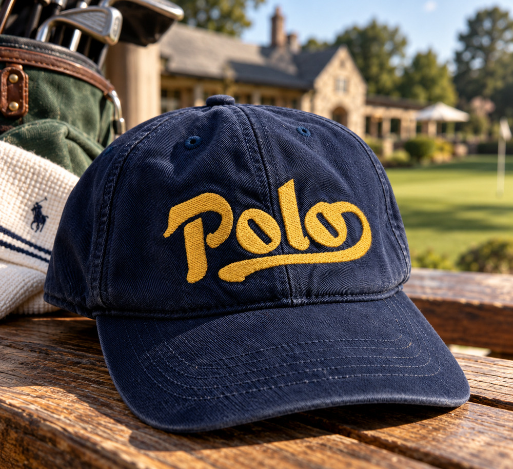 Polo Sport Ralph Lauren Vintage 2000 Logo Twill Ball Cap Hat Blue Rare Cotton